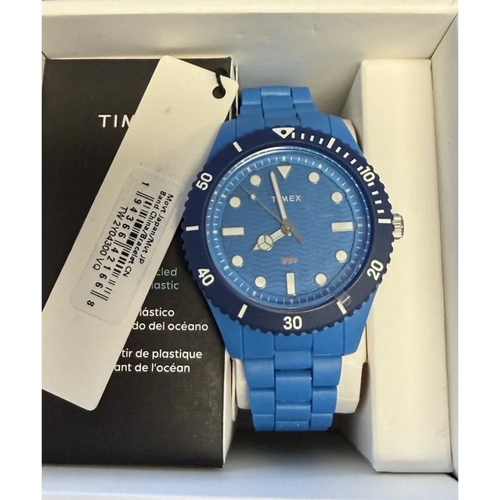 Timex Legacy Quartz Blue Tidal Ocean Dial Men's Watch TW2Y04300 Recycled Plastic
